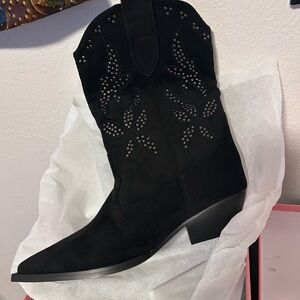 Black Studded Women's Cowboy Boots